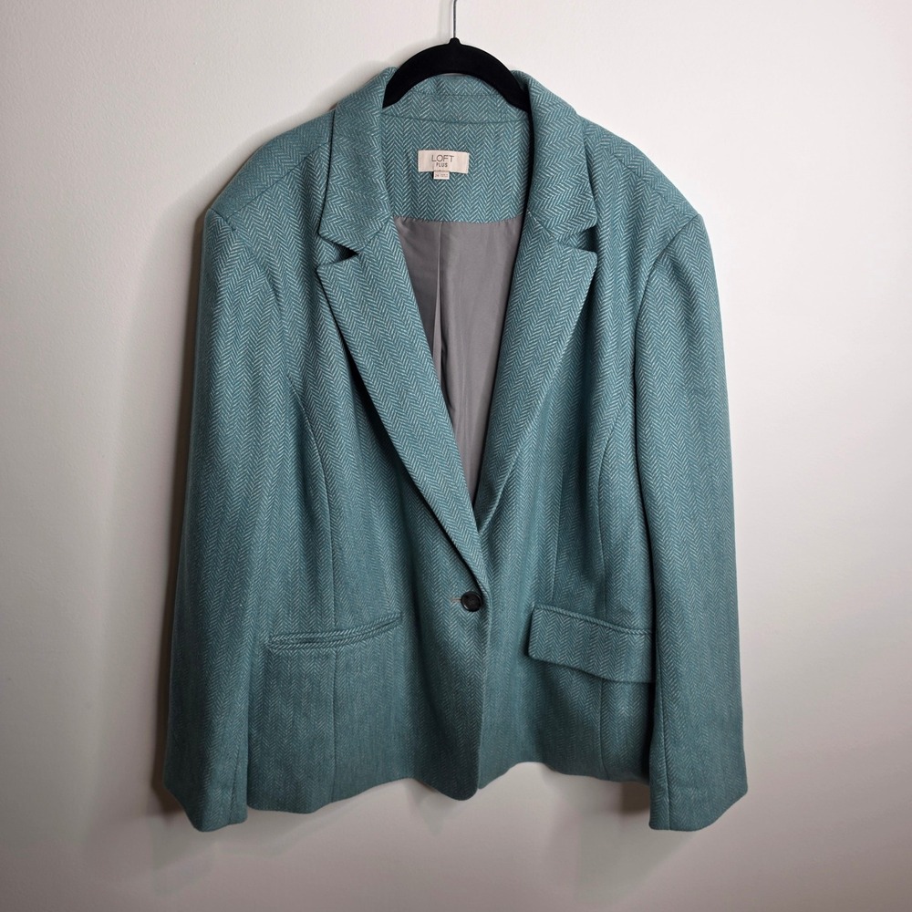 LOFT Herringbone Wool Blend Blazer Women 24